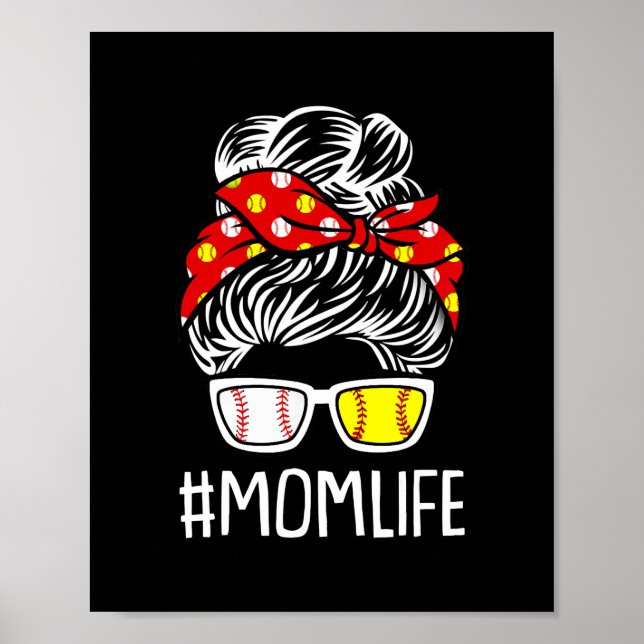 Womens Dy Mum Life Softball Baseball Mothers Day Poster (Front)