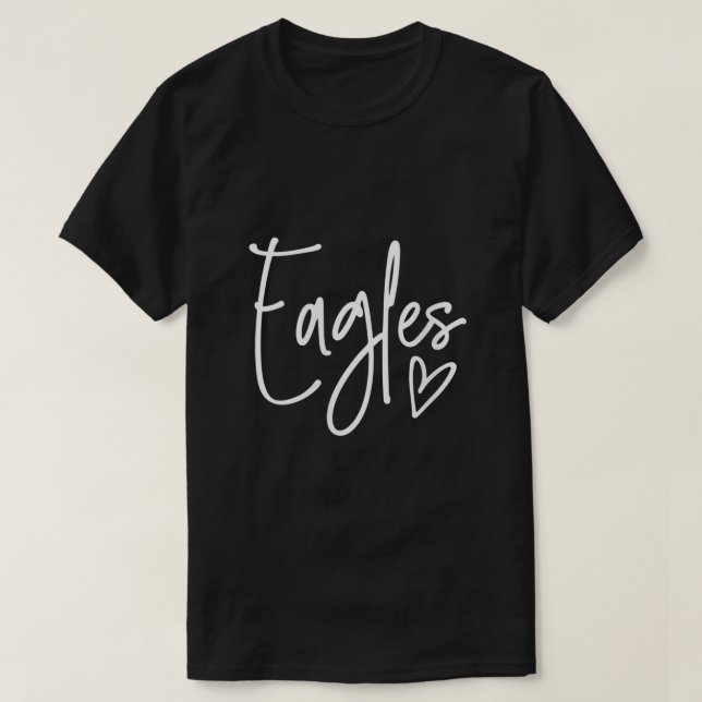 Womens Eagles Heart School Sports Fan Team Spirit T-Shirt (Design Front)