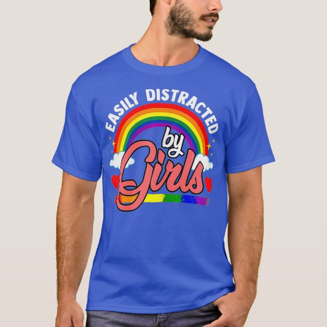 Womens Easily Distracted By Girls Design for T-Shirt (Front)
