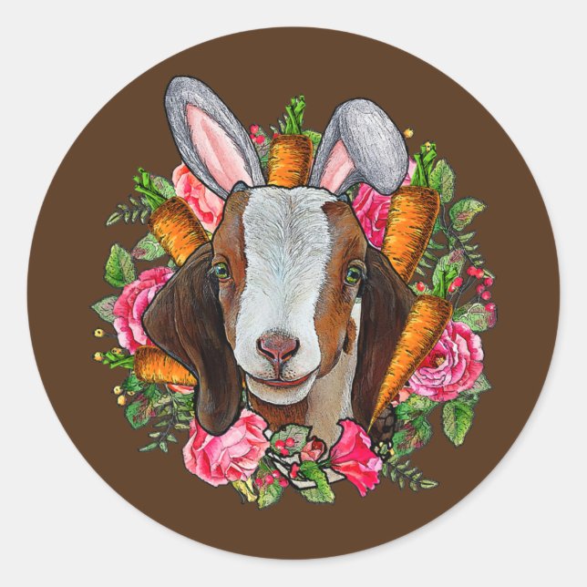 Womens Easter Bunny Goat Funny Farmer Easter Goat Classic Round Sticker (Front)