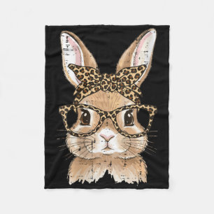 Women's Easter Bunny Leopard Gles Bandanna Rabbit Fleece Blanket