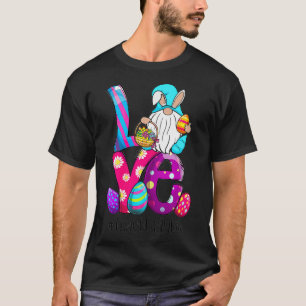 Womens Easter Day Gnome Love Lunch Lady Bunny Ears T-Shirt