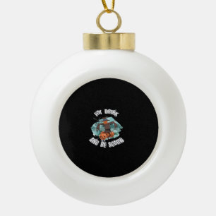 Womens Eat Drink And Be Scary Halloween Ceramic Ball Christmas Ornament