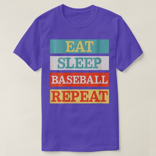 Womens Eat Sleep Baseball Repeat Player Funny Retr T-Shirt (Design Front)