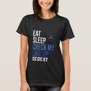 Womens Eat Sleep Check My Lineup Repeat Football L T-Shirt