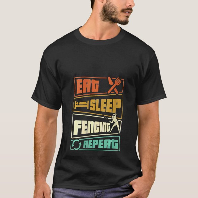 Womens Eat Sleep Fencing Repeat Sword Sabre Epee F T-Shirt (Front)
