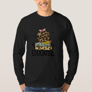 Womens Educator Leopard Apple Teach Love Inspire T-Shirt