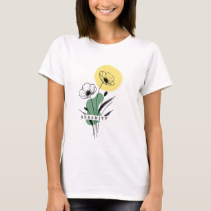 Women's Elegant Floral Poppy Serenity T-Shirt