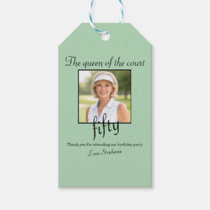 Women's Elegant Photo Tennis 50th Birthday Party Gift Tags