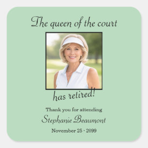Women's Elegant Photo Tennis Theme Retirement   Square Sticker