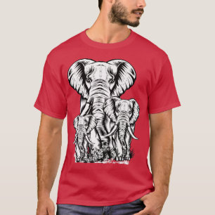 Womens Elephant Family Wild Animal Aesthetic Graph T-Shirt