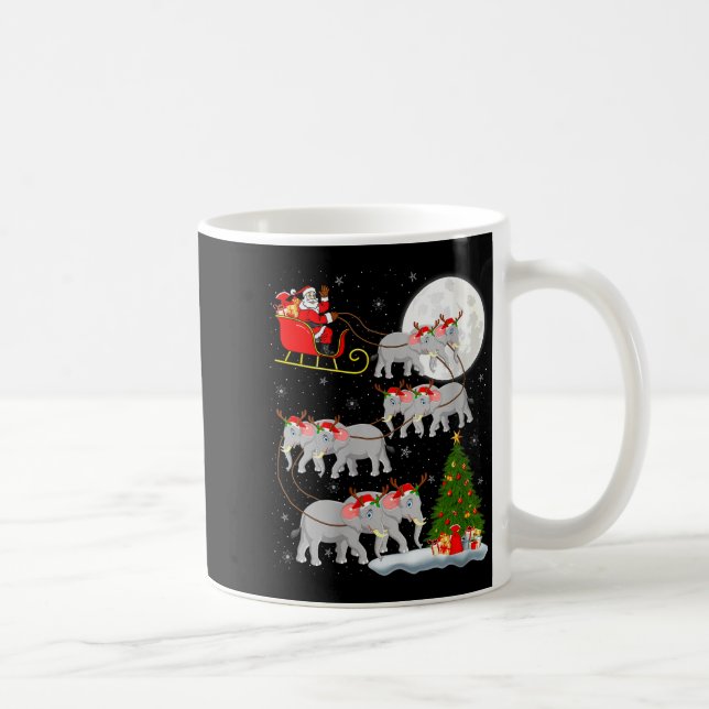 Womens Elephant Santa Sleigh Flying Funny Magical  Coffee Mug (Right)