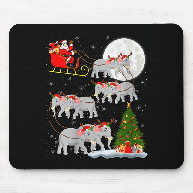 Womens Elephant Santa Sleigh Flying Funny Magical  Mouse Mat (Front)
