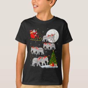 Womens Elephant Santa Sleigh Flying Funny Magical  T-Shirt
