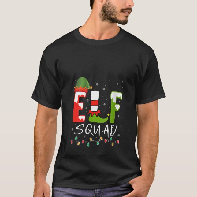 Womens Elf Squad Christmas Pyjamas Cousin Crew Reu T-Shirt (Front)