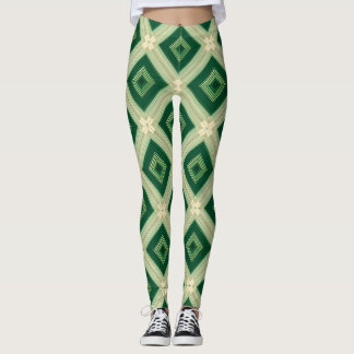 Women's Emerald Green Diamond Geometric Leggings