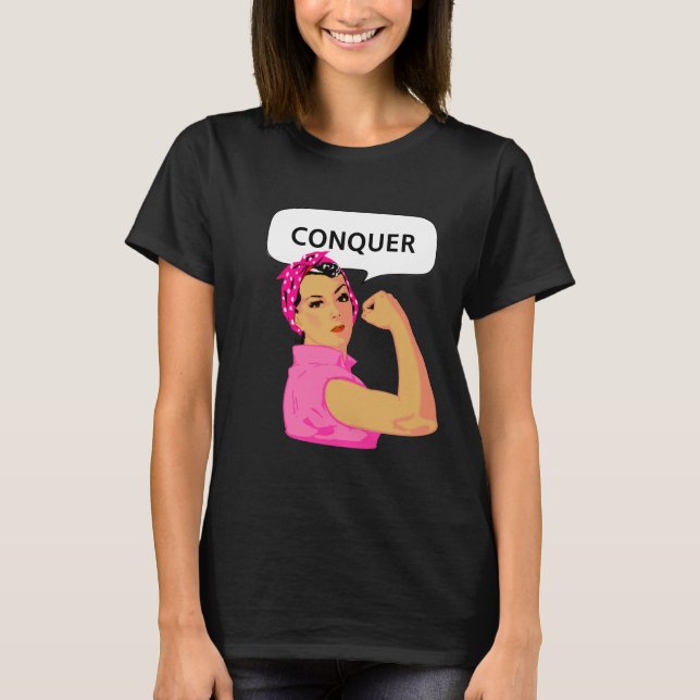Women's Empowerment & Conquer Editable Text T-Shirt (Front)