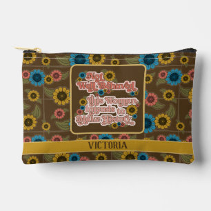 Women's Empowerment Retro 60s & 70s Floral Yellow Accessory Pouch