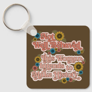 Women's Empowerment Retro 60s and 70s Floral Key Ring