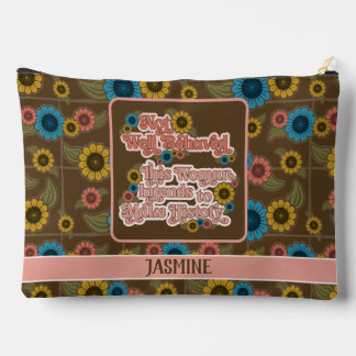 Women's Empowerment Retro 60s and 70s Floral Pink Accessory Pouch