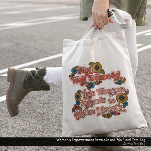 Women's Empowerment Retro 60s and 70s Floral Tote Bag