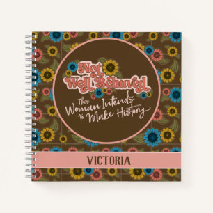 Women's Empowerment Retro Hippie Floral Pink Notebook