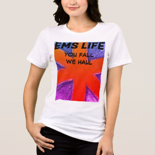 Women's EMS Life orange pink and blue Tri-Blend Shirt