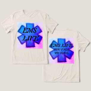 Women's EMS Life with blue and pink star of life Tri-Blend Shirt