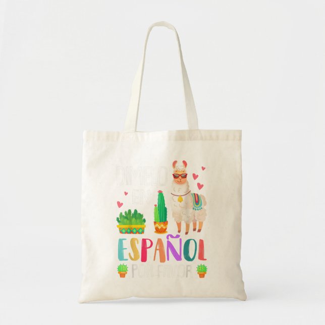 Womens En Espanol Por Favour Bilingual Spanish Tea Tote Bag (Front)