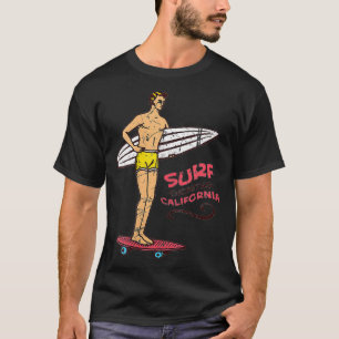 Womens Encinitas Surf Vintage Retro Surfboard 60s  T-Shirt