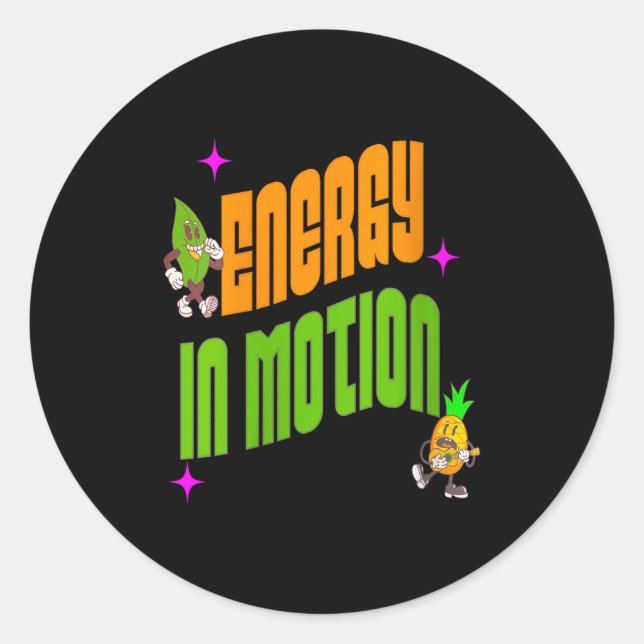 Womens Energy In Action Fun Trocal Active Lifestyl Classic Round Sticker (Front)
