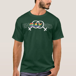 Womens EnGAYged LGBT Lesbian Wedding Bride T-Shirt