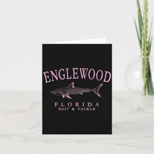 Womens Englewood Florida Shark Retro Pink Art Card