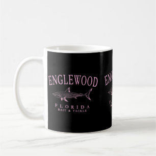 Womens Englewood Florida Shark Retro Pink Art Coffee Mug