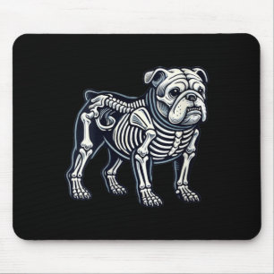 Womens English Bulldog Dog Skeleton Halloween Mouse Mat