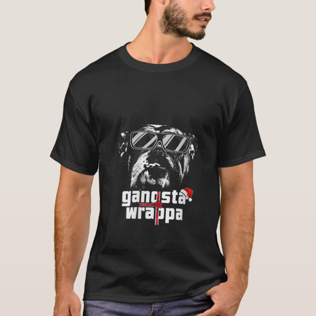 Womens English Bulldog Gangsta Wrapper Funny Chris T-Shirt (Front)