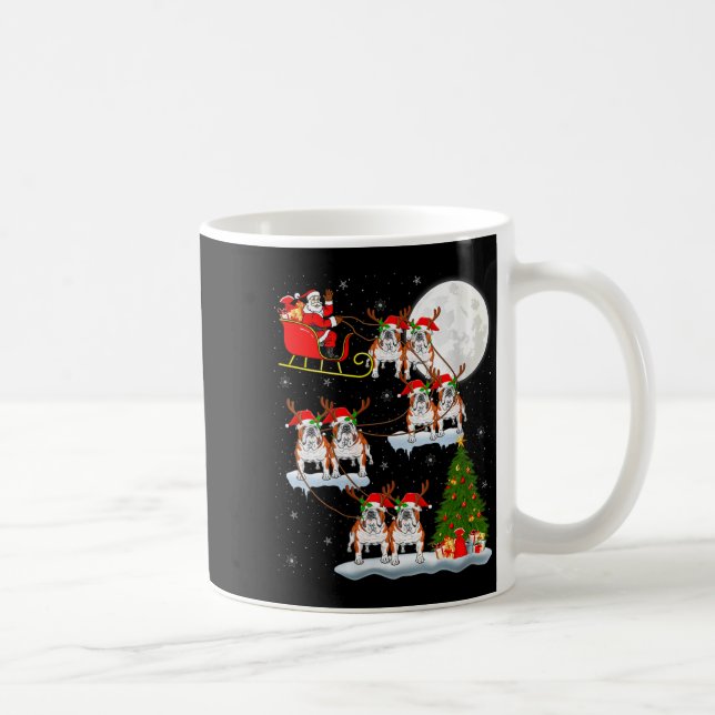 Womens English Bulldog Santa Sleigh Flying Funny M Coffee Mug (Right)