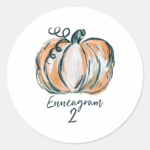 Womens Enneagram 2 Watercolor Pumpkin Fall Thanksg Classic Round Sticker