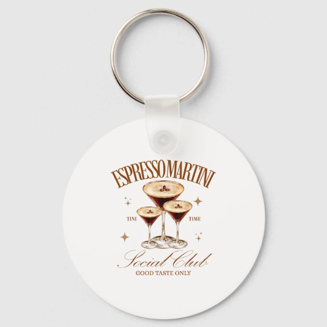 Womens Espresso Martini Social Club Drinking Tail  Key Ring (Front)