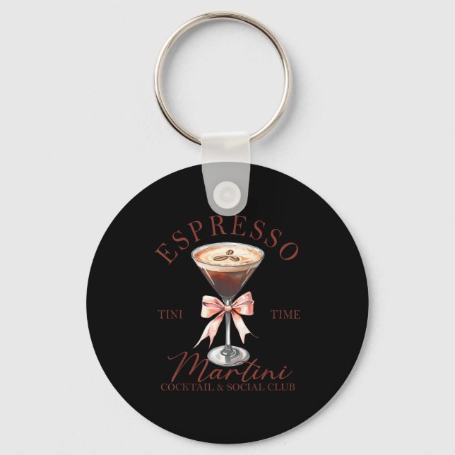 Womens Espresso Martini Social Club Drinking Tail  Key Ring (Front)