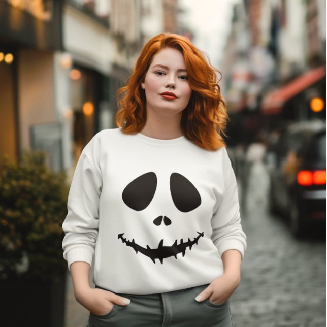 Women's Evil Jack Hoodie - Spooky Custom Design (Halloween Face with Sewn Mouth Graphic Sweatshirt Pullover Hoodie Design)