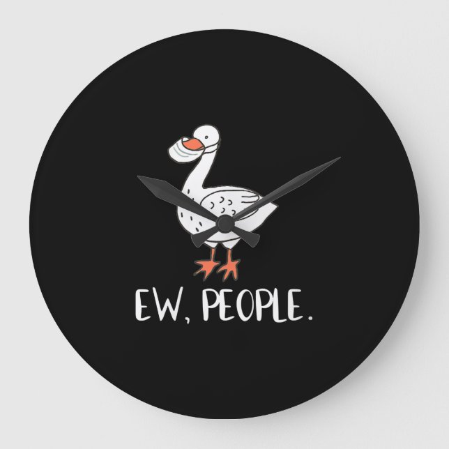 Womens Ew People Funny Duck Face Mask Large Clock (Front)