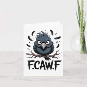 Womens F-caw-f Raven Moon Gothic Halloween, Black  Card