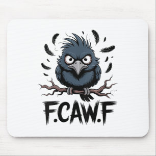 Womens F-caw-f Raven Moon Gothic Halloween, Black Mouse Mat
