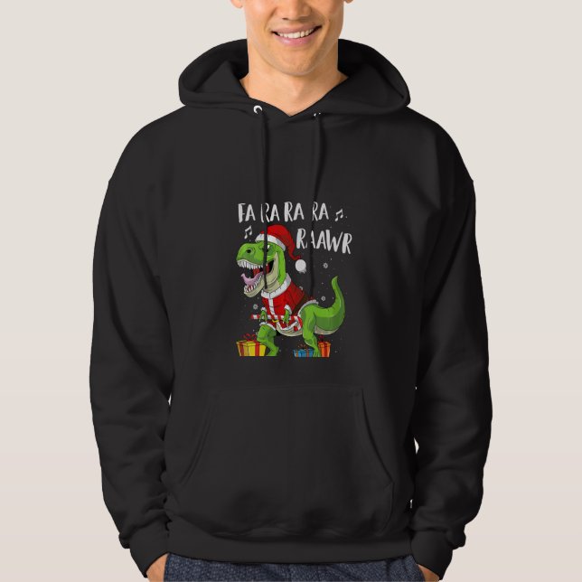 Womens Fa Ra Ra Ra Ra Rawr Santa Dinosaur T Rex Fu Hoodie (Front)