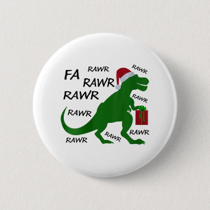 Womens Fa Rawr Dinosaur T-rex Xmas Party Santa T-r 6 Cm Round Badge
