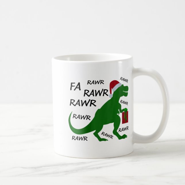 Womens Fa Rawr Dinosaur T-rex Xmas Party Santa T-r Coffee Mug (Right)