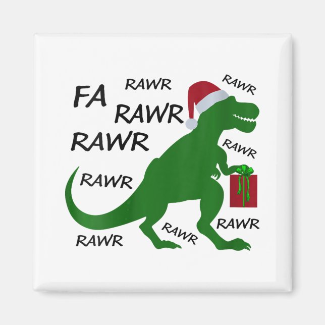 Womens Fa Rawr Dinosaur T-rex Xmas Party Santa T-r Magnet (Front)
