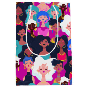 Women's Faces Pattern Medium Gift Bag