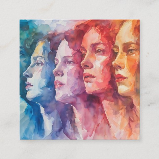 Women's Faces - Watercolor Painting Enclosure Card (Front)